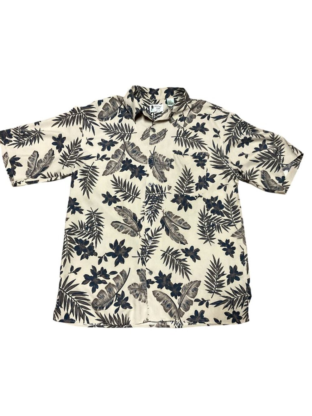 Vintage Silk Hawaiian Shirt Sz XL 100% Silk Floral Feathers Button Front Mens